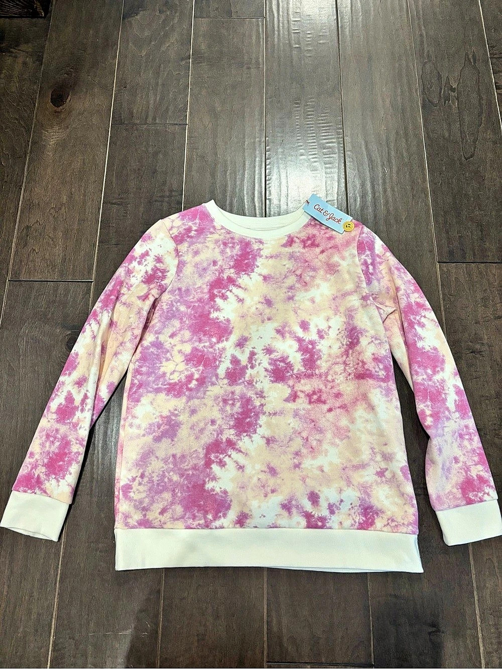 Cat & Jack Girls Tie-Dye Sweatshirt Pink & Cream XXL (18) NWT